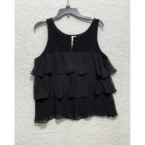 LC Lauren‎ Conrad Black Ruffle Sleeveless Tank Top Womens XL Career Casual